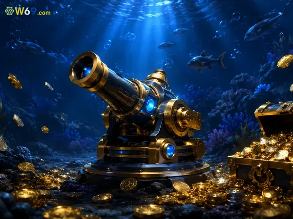 ฉากการเล่น Pirate Fishing พร้อมสีสันและเอฟเฟกต์ธีมมหาสมุทร